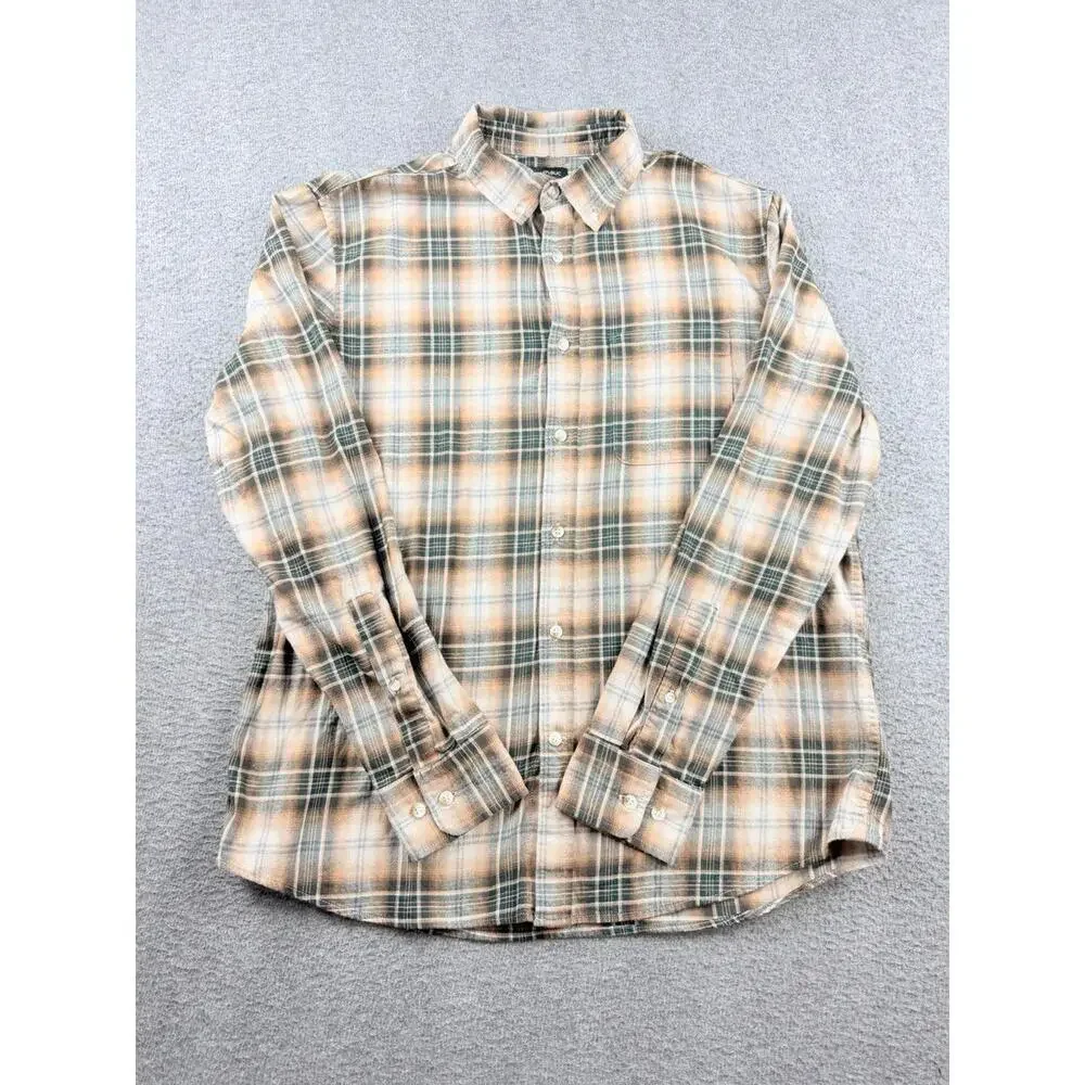 Banana Republic Men's Large Plaid Flannel Shirt Button Up Long Sleeve‎ Cotton